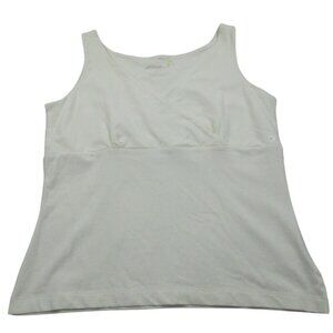 Eddie Bauer Tank Top Womens Large Ivory Cotton Wide Straps Stretch Wrap V Neck